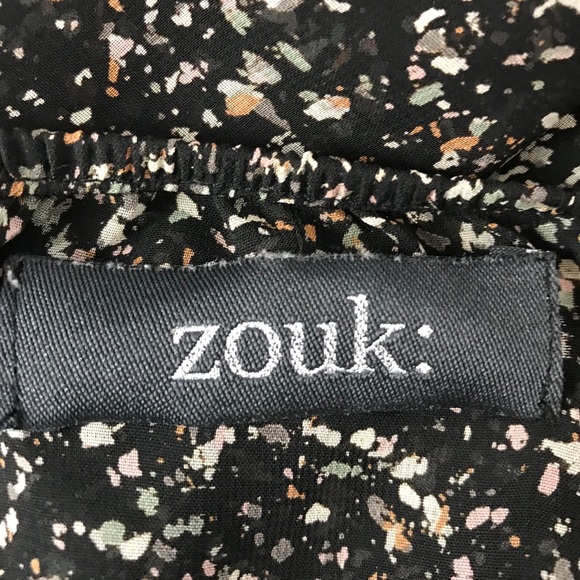 Zouk: black sheer open back long sleeve blouse L - Picture 2 of 8